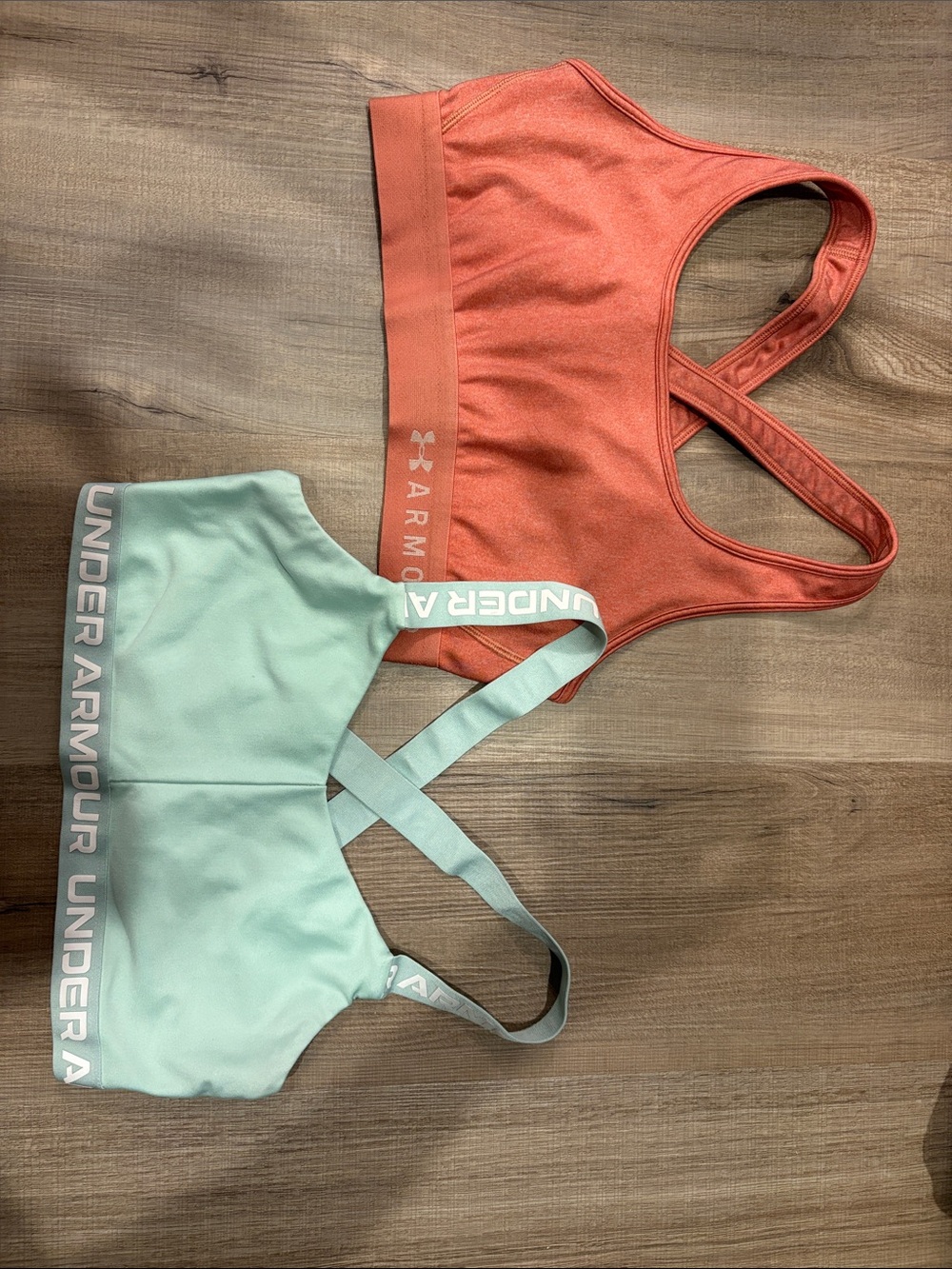 Under Armour Mint Green & Coral Sports Bras